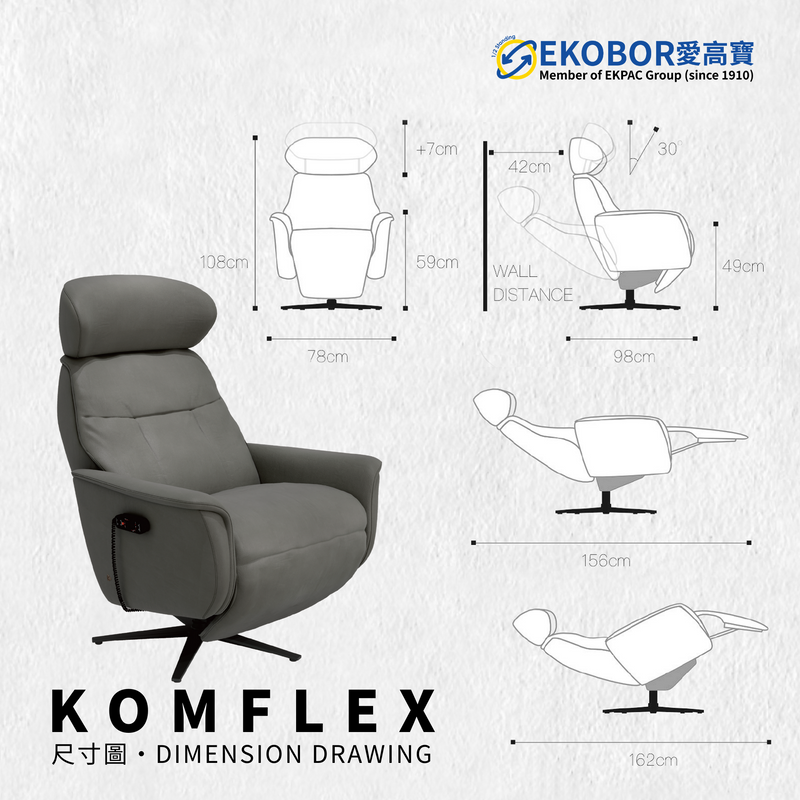 Exclusive ! KOMFLEX - Zero Gravity Ergonomic Arm Sofa