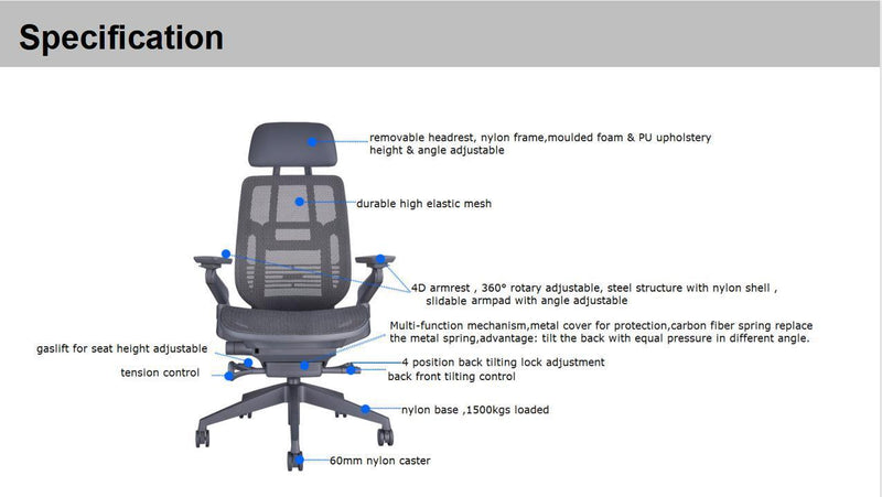 E Transformer Beta - Office Ergonomic Chair - Gaming - Full Mesh - 360 armrest - EKOBOR Ergonomic Furniture