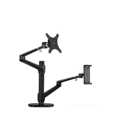 EKOL3T Dual Arms Clamp Desk- Single monitor screen with laptop/tablet holder - Black - EKOBOR Ergonomic Furniture