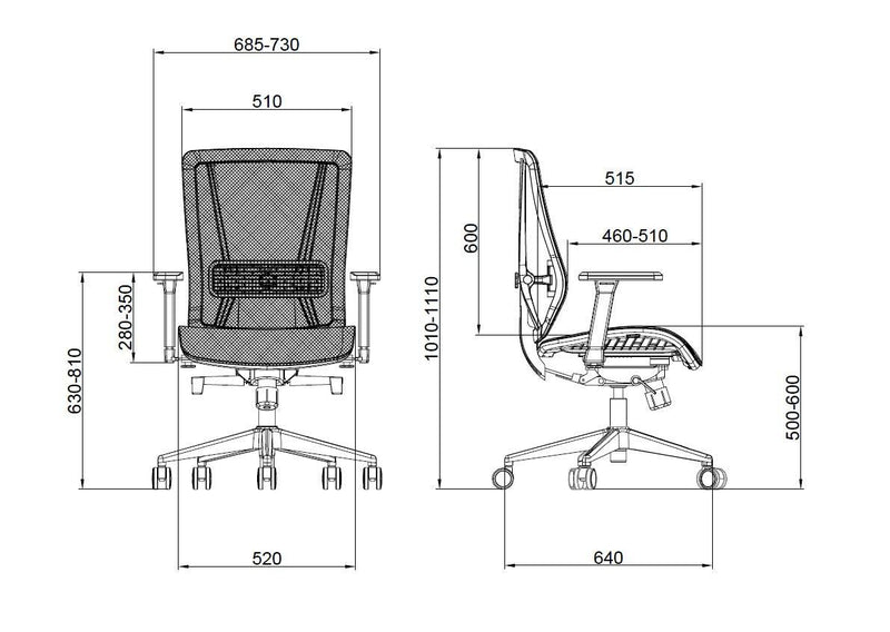 ENERGY - Mid Back- Full Mesh - Office Ergonomic Chair - 165cm up - EKOBOR Ergonomic Furniture