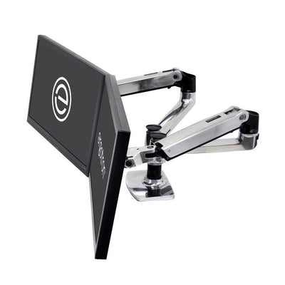 Ergotron LX Dual Side-by-Side Arm -polished aluminium - Max 24” - EKOBOR Ergonomic Furniture