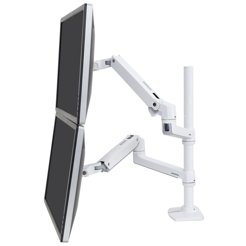 Ergotron LX Dual Stacking Arm, Tall Pole (white) - Four Monitors Arm PART NUMBER: 45-509-216 + PART NUMBER: 98-130-216 (2 SETS) - EKOBOR Ergonomic Furniture