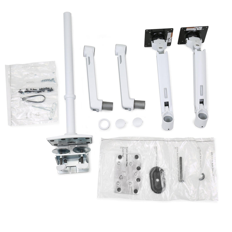 Ergotron LX Dual Stacking Arm, Tall Pole (white) - Four Monitors Arm PART NUMBER: 45-509-216 + PART NUMBER: 98-130-216 (2 SETS) - EKOBOR Ergonomic Furniture