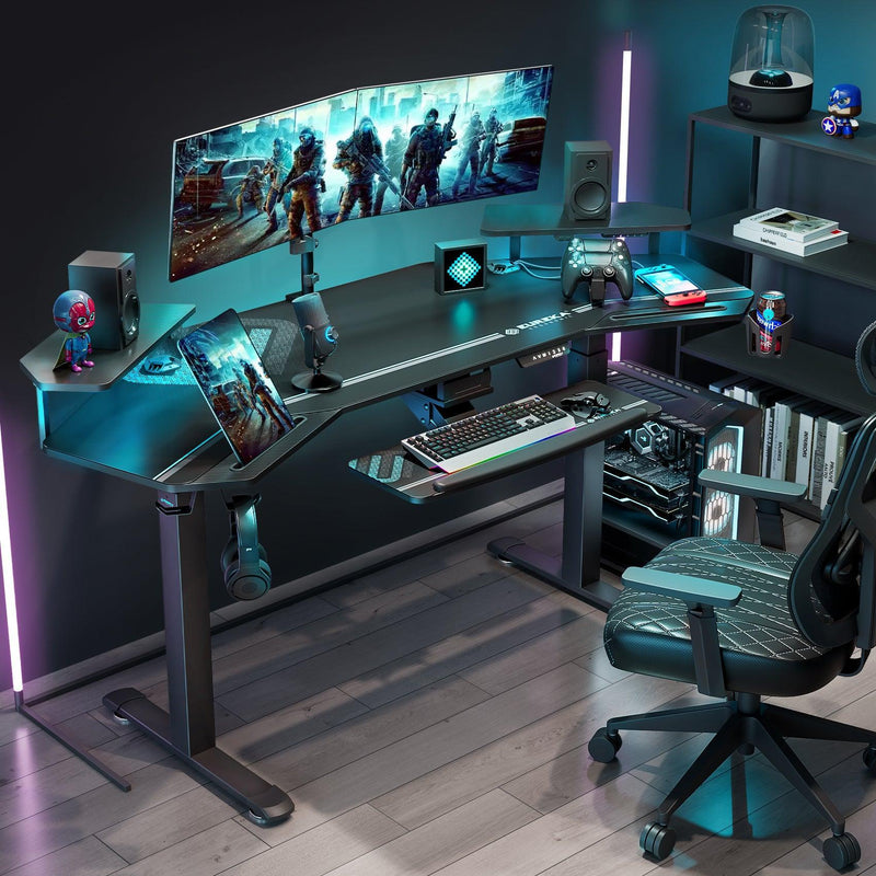 EUREKA Wing-Shaped Gaming Standing Desk - Professional Gaming and KOL Desk - EKOBOR Ergonomic Furniture