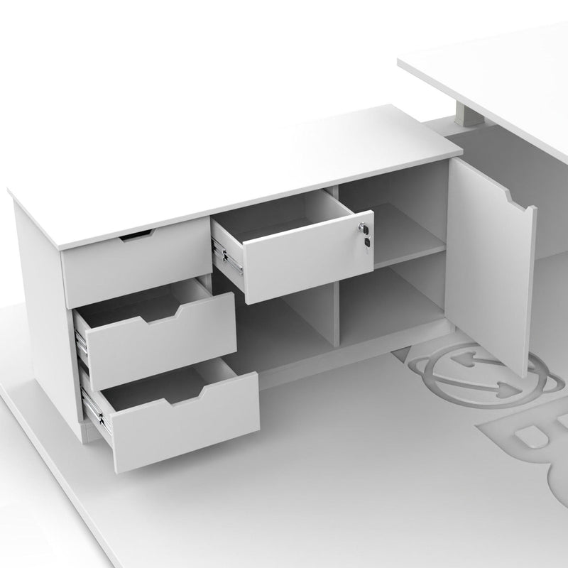 I-Executive Four Motors - Standing Desk with cabinet - Your size - up to 2.0 width - EKOBOR Ergonomic Furniture