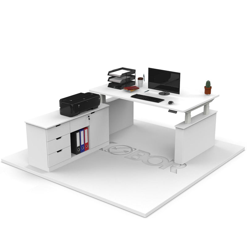 I-Executive Four Motors - Standing Desk with cabinet - Your size - up to 2.0 width - EKOBOR Ergonomic Furniture