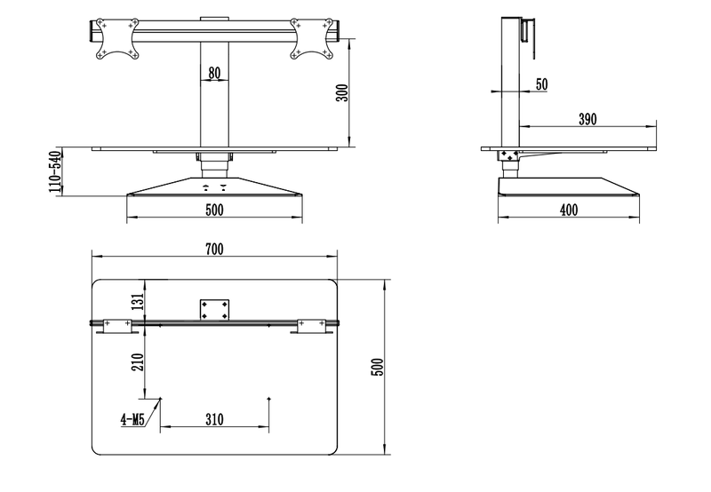 Intelligent Rising - Electrical Desk Riser - Sliding VESA -max size 30 inches each side - EKOBOR Ergonomic Furniture