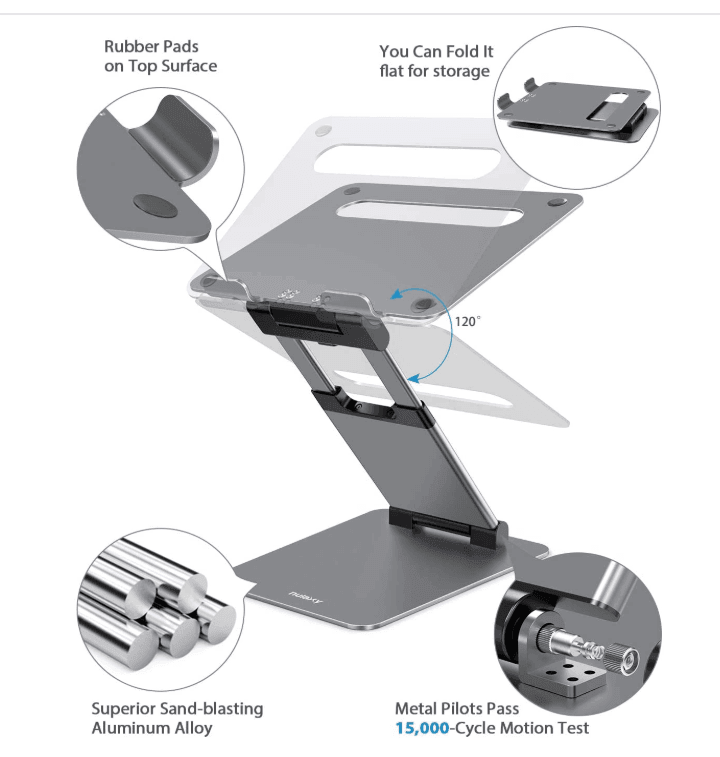 Laptop Stand - Ultra Sturdy - Wide adjustment - EKOBOR Ergonomic Furniture