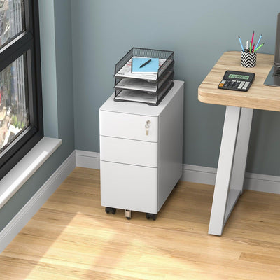 Mobile Cabinet - Steel - Wheels - Key lock - Slim - EKOBOR Ergonomic Furniture