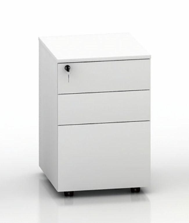 Mobile Pedestal Cabinet - with wheels - E0 Wood- White - EKOBOR Ergonomic Furniture