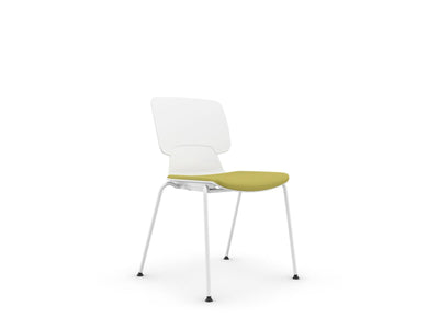 Stackable Chair Plastic back rest with fabric seat cushion steel legs - EKOBOR Ergonomic Furniture