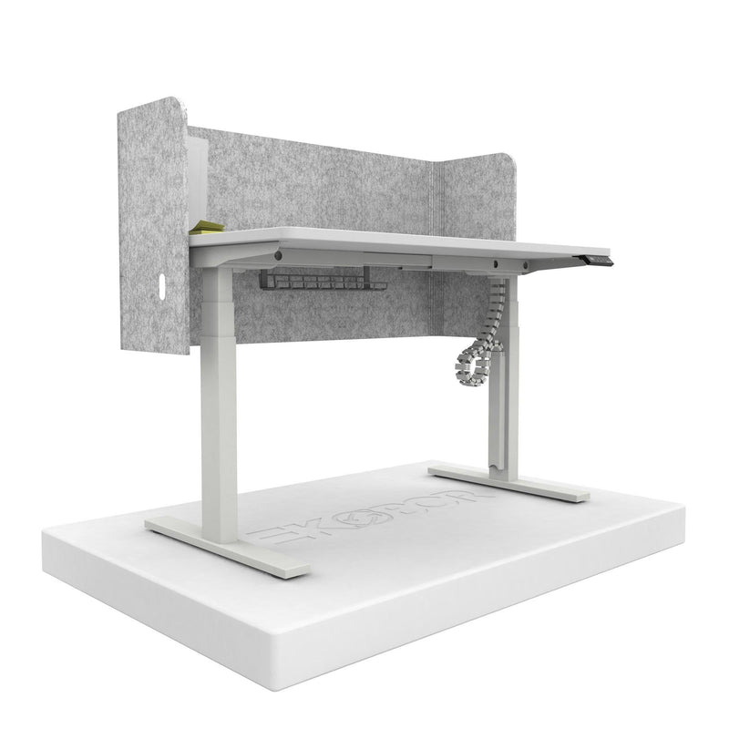 U Shape Acoustic Privacy Desk Panel - Light Silver Color - EKOBOR Ergonomic Furniture