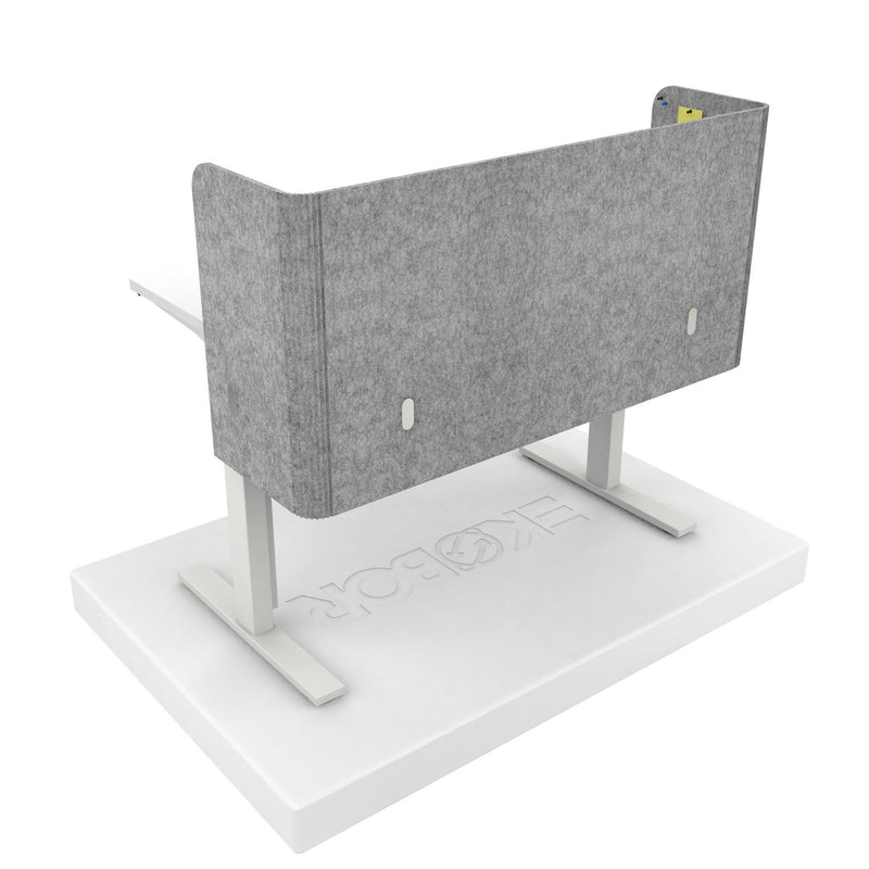 U Shape Acoustic Privacy Desk Panel - Light Silver Color - EKOBOR Ergonomic Furniture