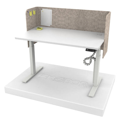 U Shape Acoustic Privacy Desk Panel - Sand Grey Color - EKOBOR Ergonomic Furniture