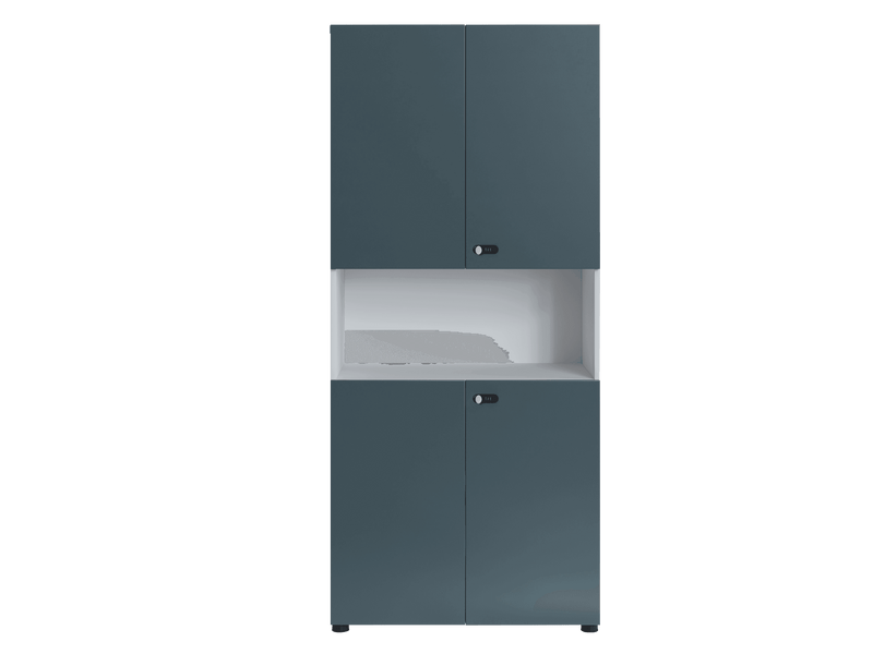 Upper and lower swing door with open shelf for cups tall cabinet - EKOBOR Ergonomic Furniture