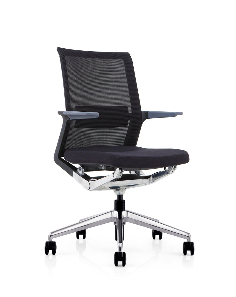 WING - Office Staff/ Meeting Chair (Black) Shorter seat depth good for Asians - EKOBOR Ergonomic Furniture