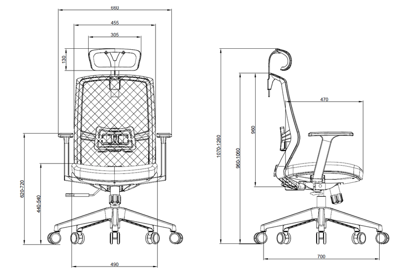 X3 BUTTERFLY-HR - Mid Back Office Ergonomic Chair - Fireproof - Slim - Headrest - EKOBOR Ergonomic Furniture