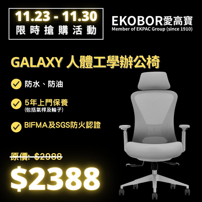 [TOP 1：熱門 GALAXY 😊易搭配防水阻燃坐墊] -全功能人體工學辦公椅 -多色現貨