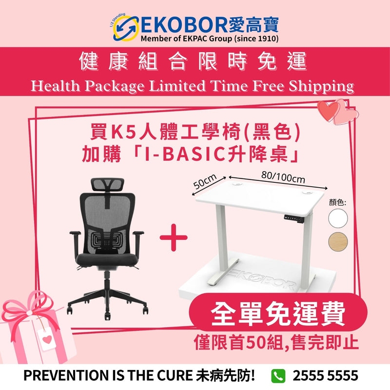 K5 Ergonomic Chair with I-Basic Standing Desk (FREE Delivery and Installation)