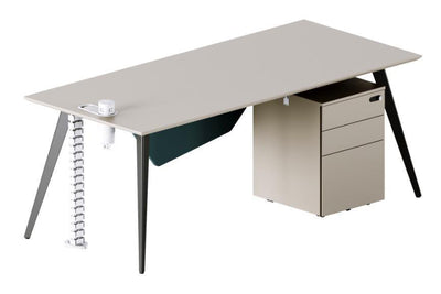 Four seaters staff workstations with modesty panel and pedestal drawers with metal legs - EKOBOR Ergonomic Furniture
