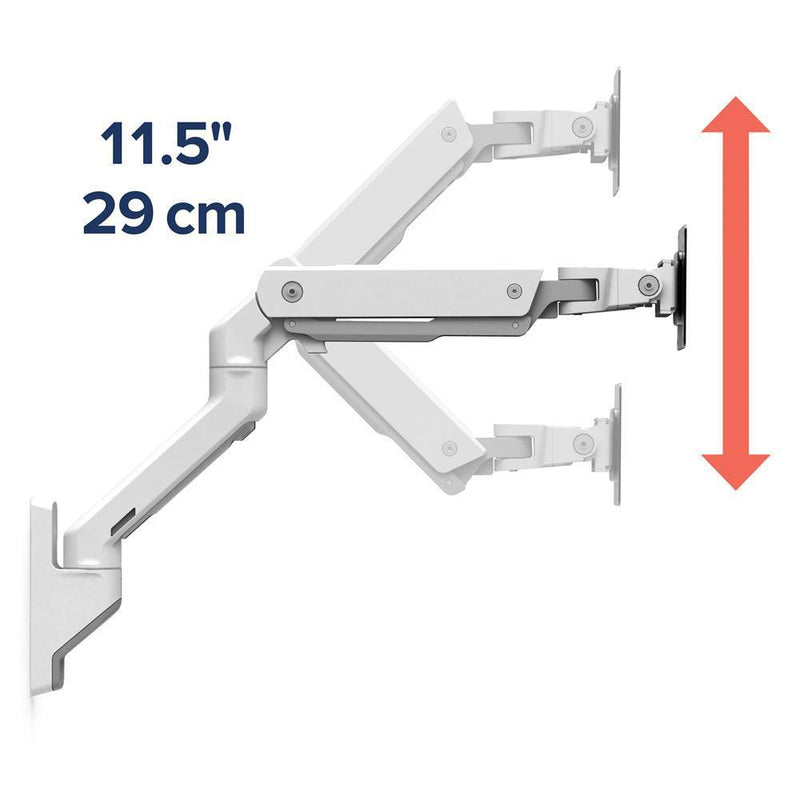HX Wall Mount Monitor Arm (white) Heavy Monitor Mount - PART NUMBER: 45-478-216 - EKOBOR Ergonomic Furniture
