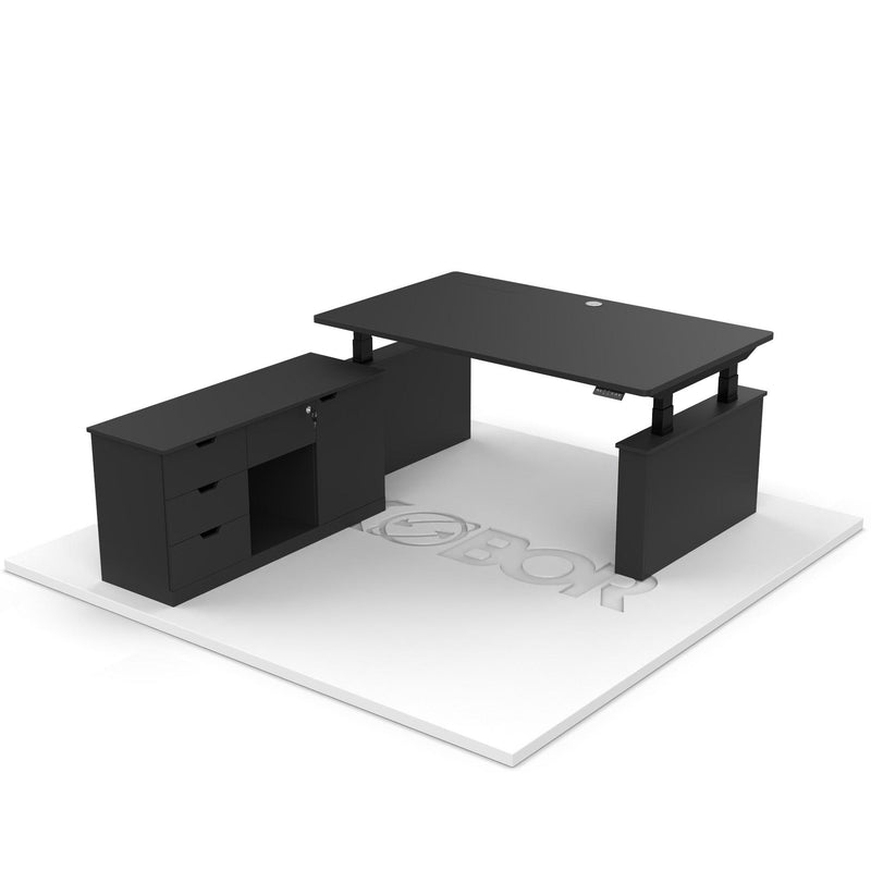 I-Executive Four Motors - Standing Desk with cabinet - Your size - up to 2.0 width - EKOBOR Ergonomic Furniture