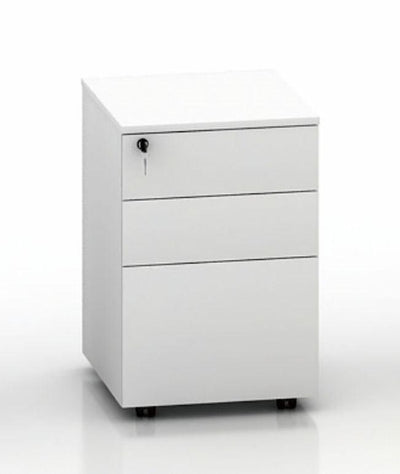 Mobile Pedestal Cabinet - with wheels - E0 Wood- White - EKOBOR Ergonomic Furniture