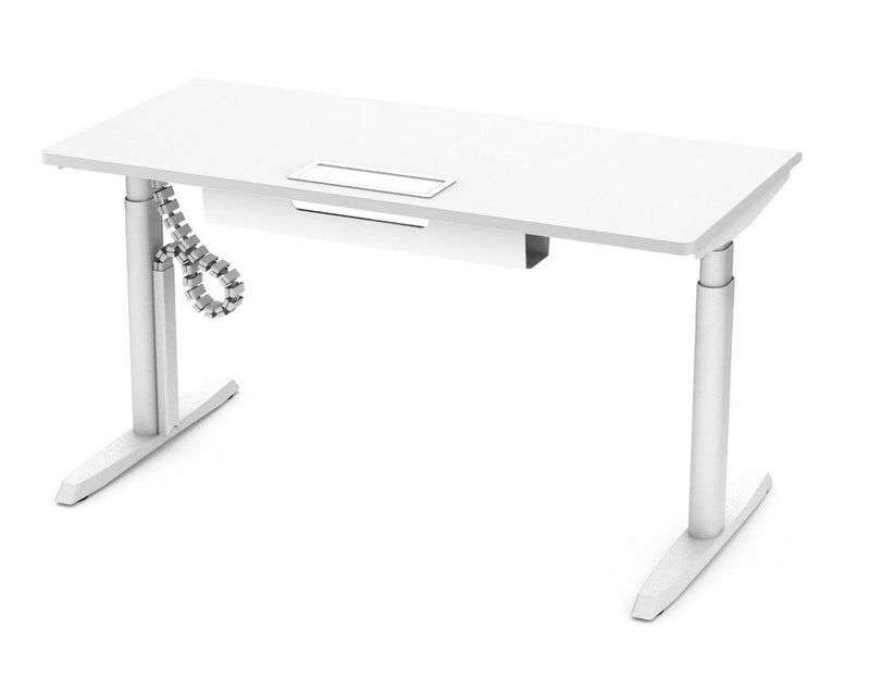 Oval Premium Slope Edge Standing Desk (White/M01) - EKOBOR Ergonomic Furniture