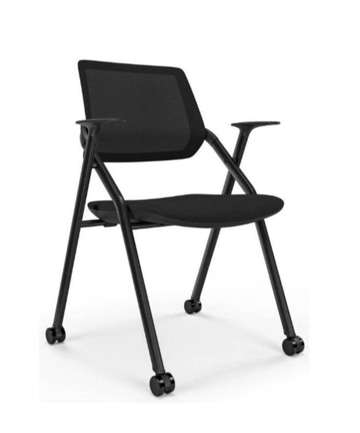 Training Seminar chair mesh back with wheels steel leg foldable - EKOBOR Ergonomic Furniture