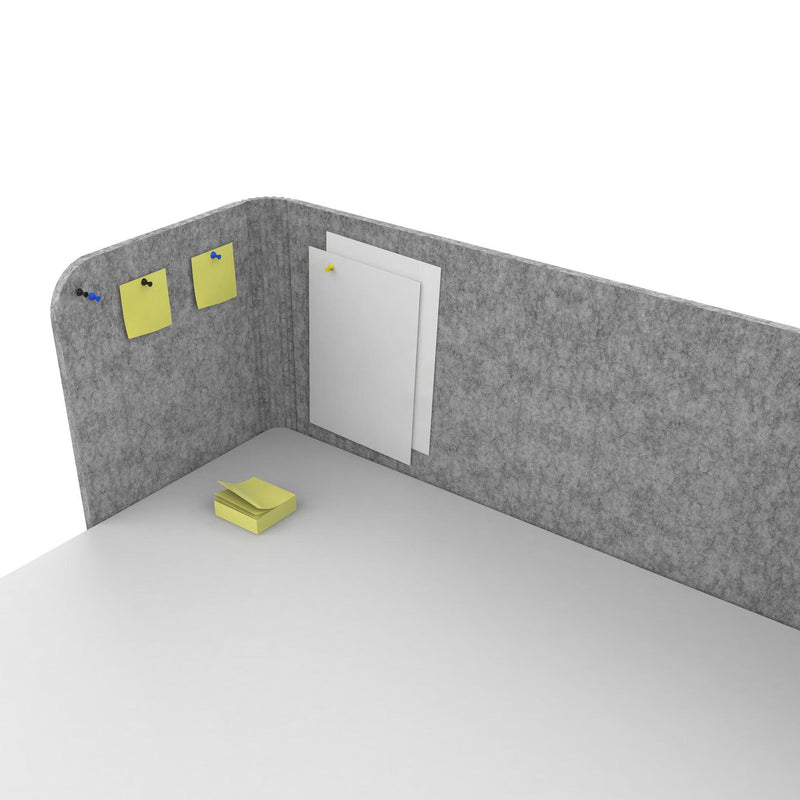 U Shape Acoustic Privacy Desk Panel - Light Silver Color - EKOBOR Ergonomic Furniture
