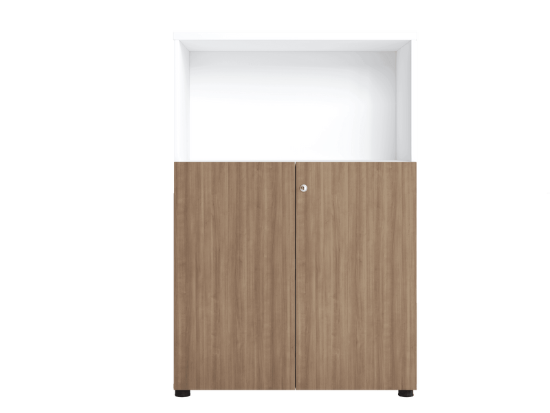 Upper open shelf and lower swing door document storage small cabinet - EKOBOR Ergonomic Furniture